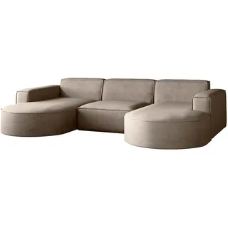 Kaiser Möbel Ecksofa Modena U-Form Elegant und Moderne Stoff Salvador Dunkelbeige , Textil , 299x165 cm , Wohnzimmer, Sofas & Couches, Wohnlandschaften, Ecksofas