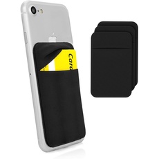MyGadget 3X 1 Fach Handy Kartenhalter zum aufkleben - RFID Blocking - Haftendes Kartenfach, Kartenhülle, Karten Halterung - Geldbörse Smartphone Etui Schwarz
