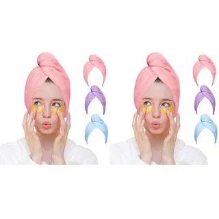 Good Nite 3 Stück Mikrofaser Haarturban mit Knopf Super Saugfähiges Haarhandtuch für Damen - Schnell Trocknendes Turban Handtuch aus Mikrofaser (Packung mit 2)