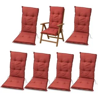 BURI 6x Hochlehner Auflagen Sitzkissen Polster Sessel Gartenstuhlauflagen Rot