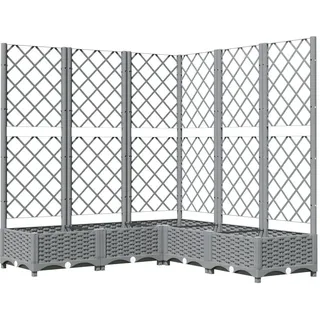 vidaXL Pflanzkübel Mit Rankgitter Hellgrau 120/120/121,5 Cm Pp , Kunststoff , Quadratisch , 120x121.5x120 cm , Gartenzubehör, Hochbeete