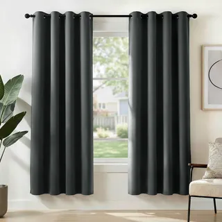 Deconovo Thermovorhang Ösen 140 x 175 cm Dunkelgrau 2er Set