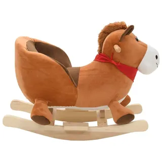 vidaXL Schaukeltier Pferd mit Rückenlehne Plüsch 60x32x50 cm Braun - Braun