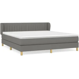 vidaXL Boxspringbett mit Matratze Dunkelgrau 180x200 cm Stoff - Grau