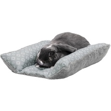 Furhaven Katzenbett für Wohnungskatzen, waschbar mit abnehmbaren Nackenrollen, für Haustiere bis zu 4,1 kg – Plüsch & Diamant-Print Kuschelmatte – Grau, Größe S