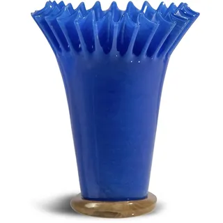 ByON Lori Vase – 21 cm – Mundgeblasenes Glas – Blau/Beige – Handgefertigte Designer-Vase mit plissierter Form – Spülmaschinenfest, 5280606013