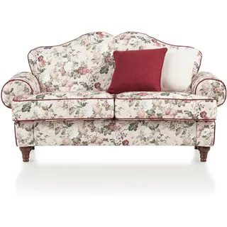 Furn.Design Sofa 2-Sitzer creme Landhaus, Blumen Design, Couch 170 cm , Textil , Echtholz , Floral , rund , 110x96x90 cm , Wohnzimmer, Sofas & Couches, Sofas, 2-Sitzer Sofas