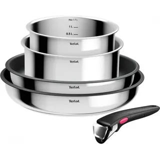 Tefal L881S504 Ingenio Cook Eat Kochgeschirr-Set 5-tlg, Silber - Silber