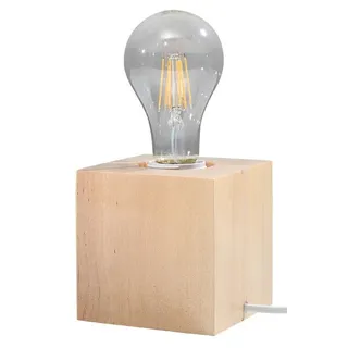 Holz Tischlampe eckig H:10cm klein Modern dekorativ für E27 Tischleuchte LABERIA