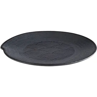 APS 84909 Teller DARK WAVE, Ø 27 cm, Höhe 2,5 cm, Melamin, schwarz/Wellendekor