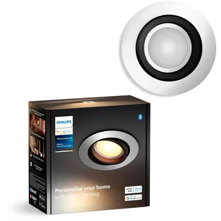 Philips Hue Milliskin White Ambiance Einbauspot, Aluminium, (400lm / 70mm), 1er Pack, warm- bis kaltweißes Licht, steuerbar via App, kompatibel mit Amazon Alexa (Echo, Echo Dot), neue Generation