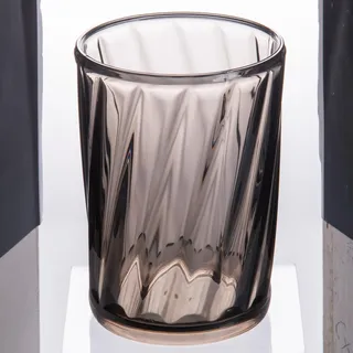 Villa d'Este Home Tivoli 6er Set Trinkbecher 410 ml aus Acryl, Oberfläche mit senkrechten Linien, Fashion Smoke