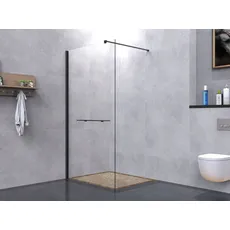 welltime Walk-in-Dusche »Plus«, Duschwand inkl. Ablage mit Handtuchhalter, mit Aluminium-Wandprofil, schwarz