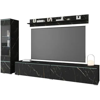 veneti Wohnwand Vera ca. 210x130 cm Schwarz