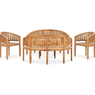 The Living Store 5-tlg. Garten-Lounge-Set Massivholz Teak - Braun