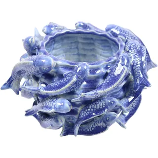 AM Design Dekovase »aus Keramik« mit maritimem Fisch-Motiv in Blau, blau