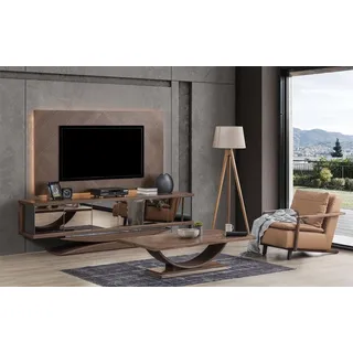 Wohnwänd Wand Holz Modern Stil Regal Wohnzimmer Möbel Schrank RTV mit TV Rahmen