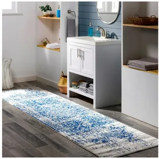 livabliss Teppich SYRACUSA, rechteckig, Höhe: 12 mm, Kurzflor Orientteppich, Wohnzimmer, Schlafzimmer, Orange blau 80 cm x 220 cm x 12 mm