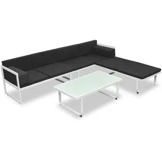 vidaXL 4-tlg. Garten-Lounge-Set mit Auflagen Aluminium Schwarz - Schwarz