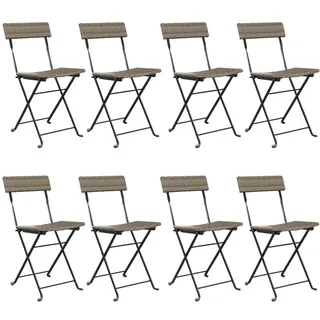 vidaXL Bistrostühle 8 Stk. Klappbar Grau Poly Rattan und Stahl - Grau