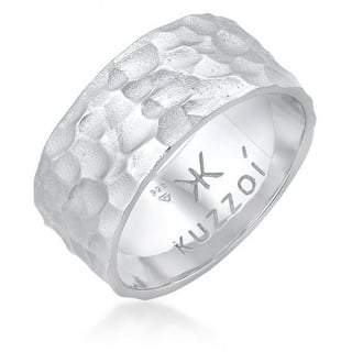 KUZZOI Herren Bandring Gehämmert Oxidiert 925 Silber Herrenschmuck 10 mm