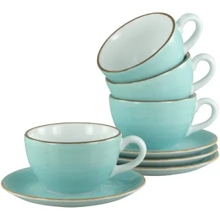 CreaTable Vintage Nature Aqua Cappuccino Set 8-tlg. rustikales Außenband blau