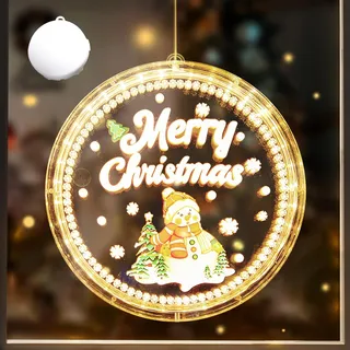 DAZZTIME Weihnachtsbeleuchtung, Fensterdeko Beleuchtet, Weihnachtsdeko, Dekorative Fenster Licht, Hängende Leuchte Mit Saugnapf für Zimmer, Garten, Balkon
