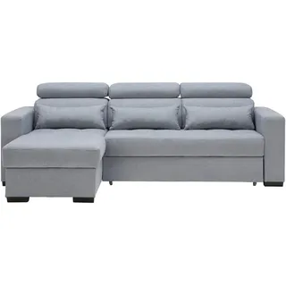 Carryhome Ecksofa , Blaugrau , Textil , Füllung: Schaumstoff , seitenverkehrt montierbar, L-Form , 240x179 cm , Stoffauswahl, Schlafen auf Sitzhöhe , Wohnzimmer, Sofas & Couches, Wohnlandschaften, Ecksofas