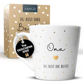Amari® Oma Tasse - Geschenk für die Oma - Dankeschön Tasse - Beste Oma Tasse - Oma Kaffeebecher - Teetasse für die Oma