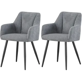 xonox.home – 4 Fuß Stuhl Bella mit Armlehne 55x82x62 cm Anthrazit 2er Set – Komfortabler Esszimmerstuhl mit stilvollem Design – Belastbar 120 kg – Eleganter Stuhl für Wohnzimmer und Essbereich