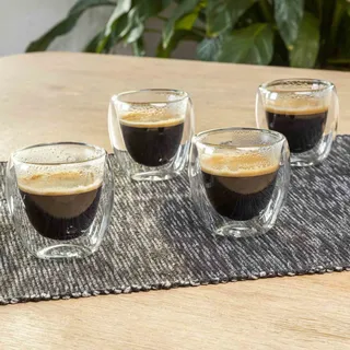 Espresso Glas, 80ml 4er Set doppelwandig - Transparent