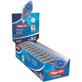 BIC Tipp-Ex Korrekturroller Soft Grip, Korrekturmaus, 10m x 4.2mm, 10er Pack, Ideal für das Büro, das Home Office oder die Schule