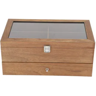 12 Slots Brille Box, Brille Display, Holz Doppelschicht Brille Vitrine Box Organizer Dekoration Holz Truhe Box Vintage Brille Box Brille Organizer