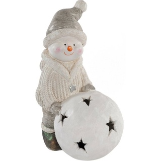 Myflair Möbel & Accessoires Schneemann »Weihnachtsdeko«, mit LED Beleuchtung, Höhe ca. 37 cm, grau