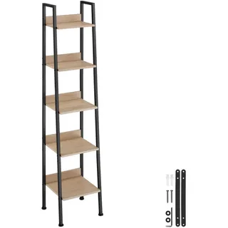 tectake Leiterregal Folkestone,inklusive Kippschutz, 35,5 x 31,5 x 170,5 cm,Industrial Holz hell, Eiche Sonoma , Holzwerkstoff , Beton Optik , Rechteckig , 31.5x170.5x35.5 cm , Wohnzimmer, Regale, Bücherregale
