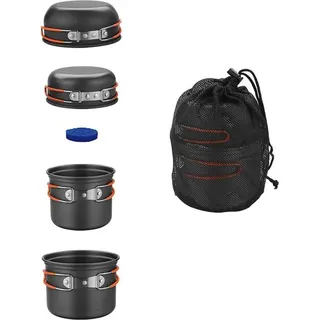 Famanu Camping Kochgeschirr Set Tragbar Aluminium Faltbar für 1-2 Personen