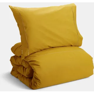 Bianca Plain Dyed Mustard Bettwäsche-Set, 180 cm, 100% Perkal-Baumwolle