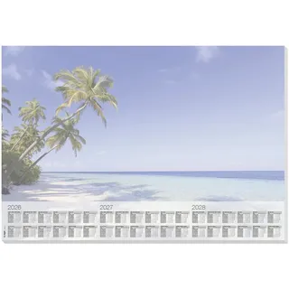 Sigel Schreibtischunterlage Beach 2026/2027/208 blau Papier 59,5 x 41,0 cm, 30 Blatt
