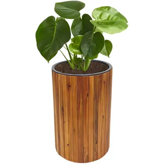 Pflanzkasten HWC-L24, Pflanzkübel Blumentopf Blumenkasten, rund 50x34cm Outdoor Akazie Holz MVG-zert