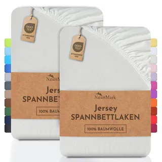 NatureMark 2er Pack Kinder Jersey Spannbettlaken, Spannbetttuch 100% Baumwolle in vielen Größen und Farben MARKENQUALITÄT ÖKOTEX Standard 100 | 70x140 cm - Creme/Natur