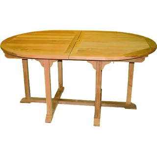 Premium XXL Teak Ausziehtisch oval Tisch Gartentisch Teakmöbel ausziehbar 220 cm - Braun