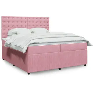 Langlebige Boxspringbett mit Matratze Rosa 200x200 cm Samt Gästebett mit Lattenrost Möbel8681171 - Rosa