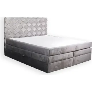 Boxspring Bett Lederbett 180x200cm Hotel Doppelbett Luxus Betten Modernes Neu - Grau