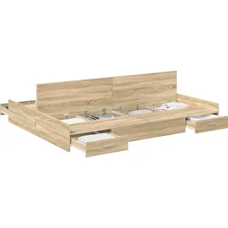 vidaXL Aufbewahrungsbettgestell mit Kopfteil Sonoma-Eiche 140 x 200 cm - Braun