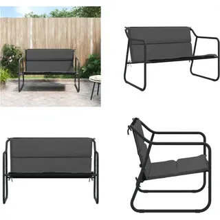 vidaXL 2 Sitzer Gartenbank mit Kissen Anthrazit Stahl - Gartenbank - Gartenbänke - Outdoor Bank - Parkbank - Grau