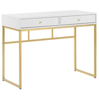 Beliani Schreibtisch weiß/gold 100/48/79 cm Daphne , Holzwerkstoff , 100x79x48 cm , Büromöbel, Schreibtische, Schreibtische
