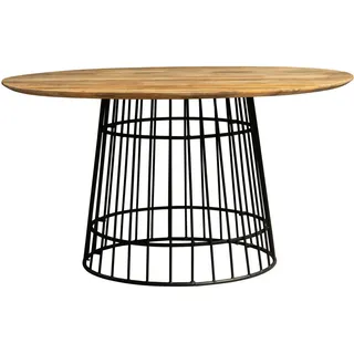 Livetastic Esstisch , Naturfarben , Holz, Metall , Mangoholz , massiv , rund , konisch , 76x140x140 cm , Holzmöbel, Holztische, Esstische Holz, Massivholztische