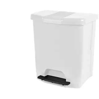 DRW Weißer Treteimer, 25 Liter, 34 x 30 x 41 cm