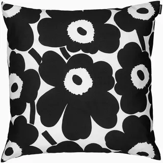 Marimekko - Pieni Unikko Kissenbezug aus Baumwolle (schwarzer Mohnblume), 50,8 x 50,8 cm