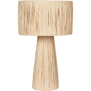 BELIANI Tischlampe Naturfarben Palmblatt Trommelfrom 41 cm Papierschirm u. -fuß Boho-Stil Langes Kabel mit Schalter Schlafzimmer Ausstattung - Beige
